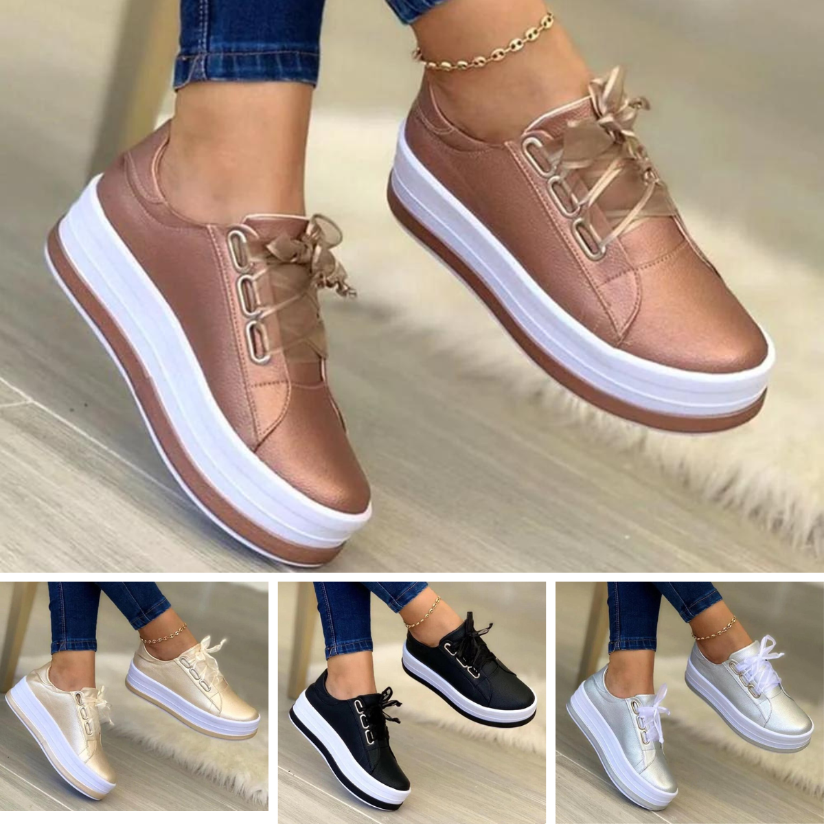 Women’s Platform Sneakers | Soft Stable Slip-Resistant Sole | Individual Custom Fit | Comfortable Summer Wear