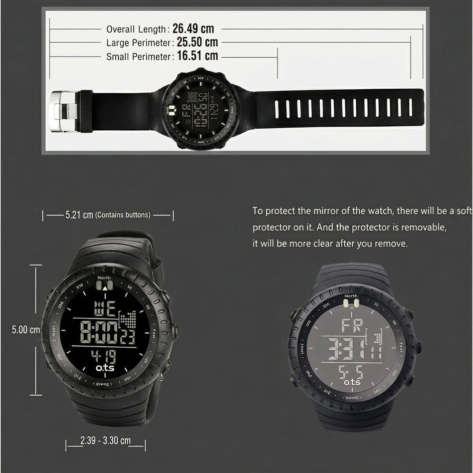 Waterproof Digital Sports Watch with LED Backlight, Alarm & Stopwatch