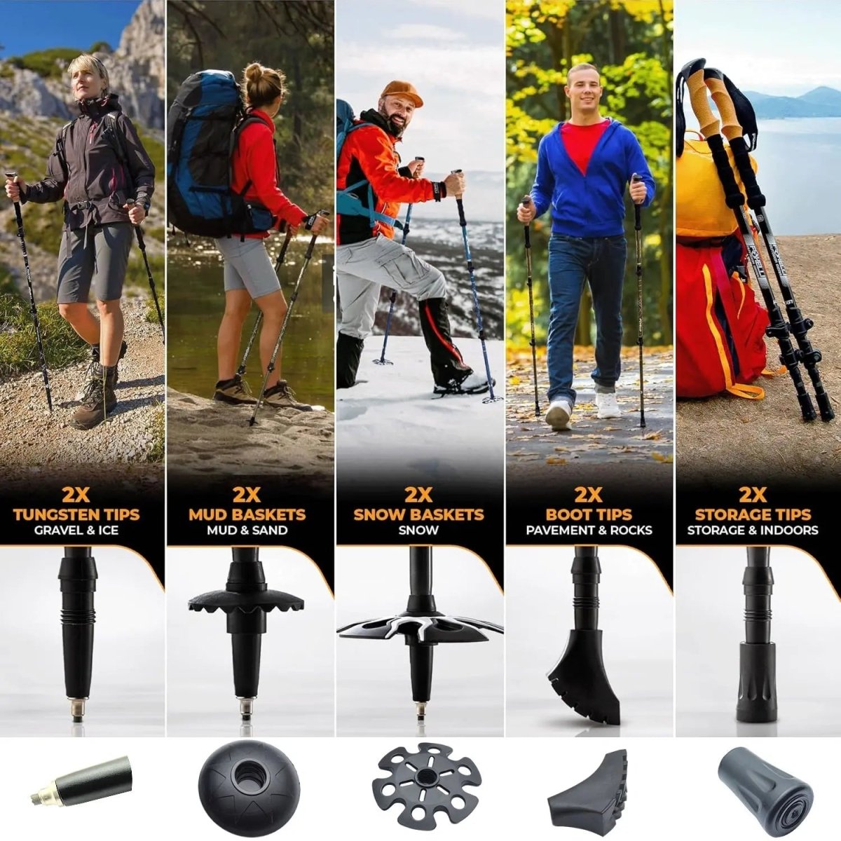 UltraLite Collapsible Trekking Poles for Stability and Comfort