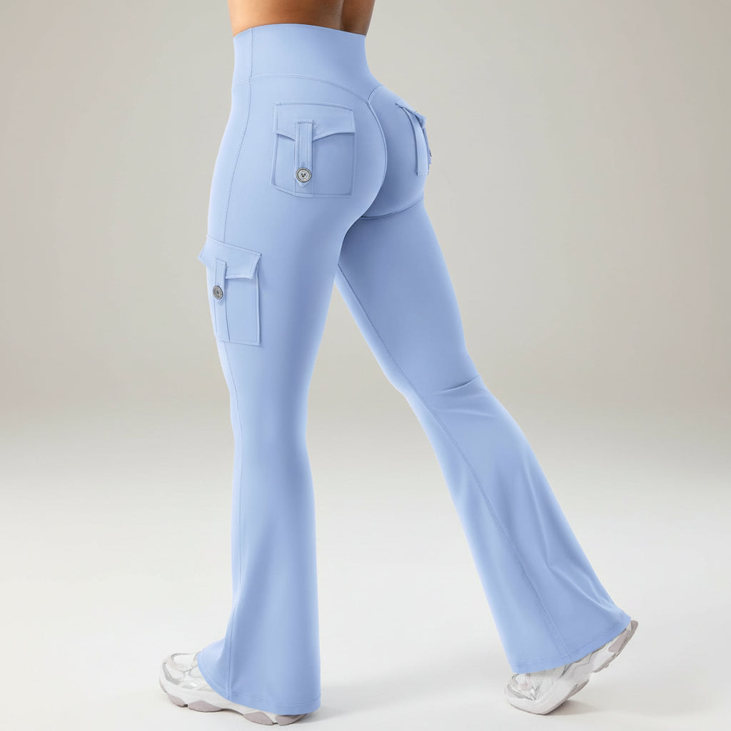 Chic Women's Flared Wide Leg Cargo Pants with High Waist