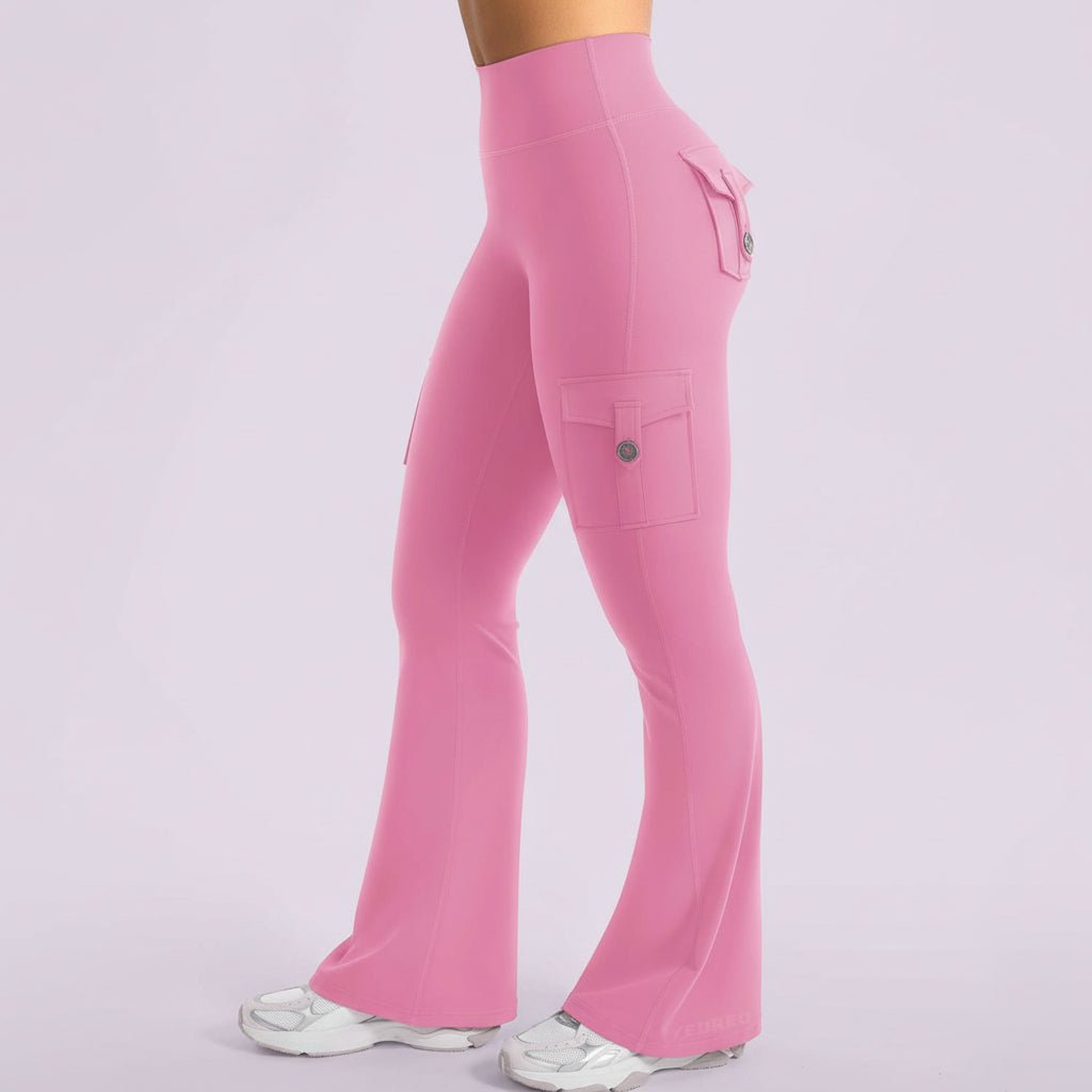 Chic Women's Flared Wide Leg Cargo Pants with High Waist