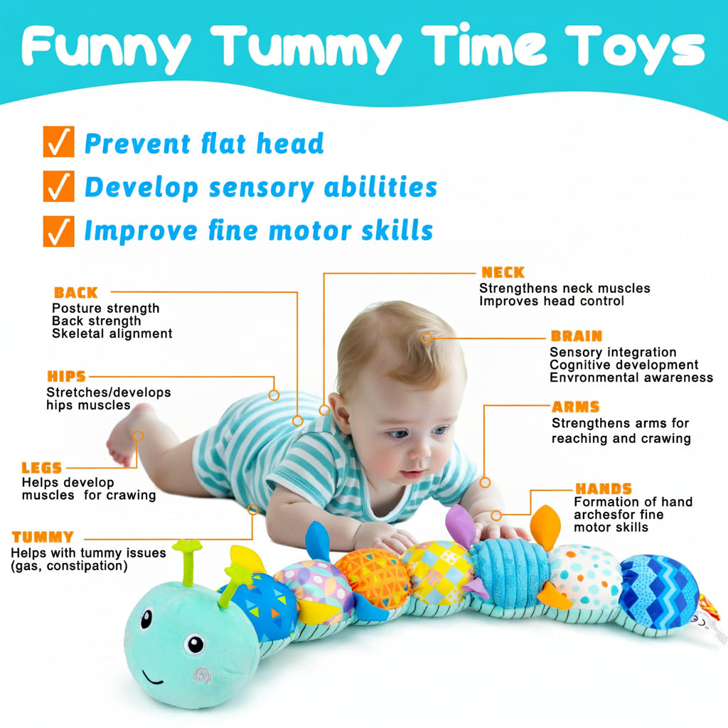 Vibrant Baby Caterpillar Plush with Music for Sensory Play