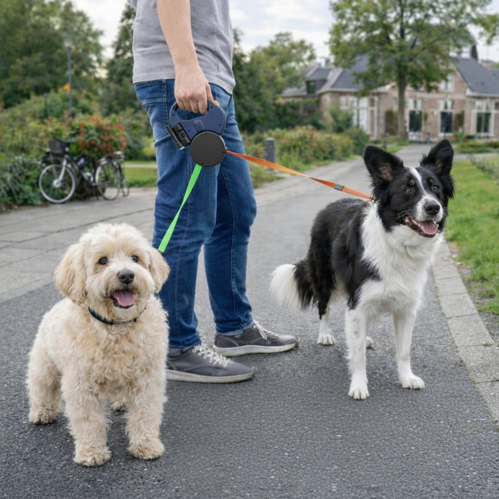 Tangle-Free Dual Leash for Two Dogs - Effortless Control