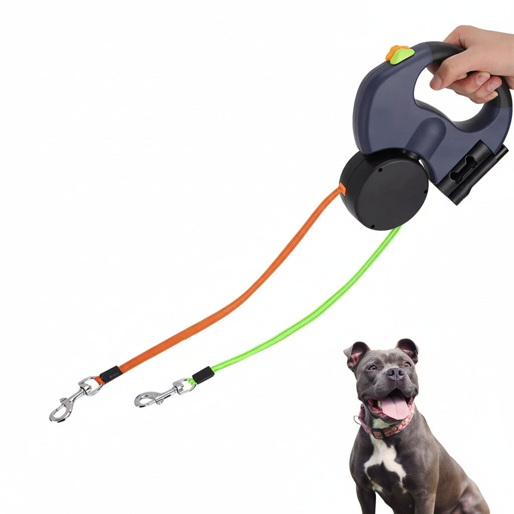Tangle-Free Dual Leash for Two Dogs - Effortless Control