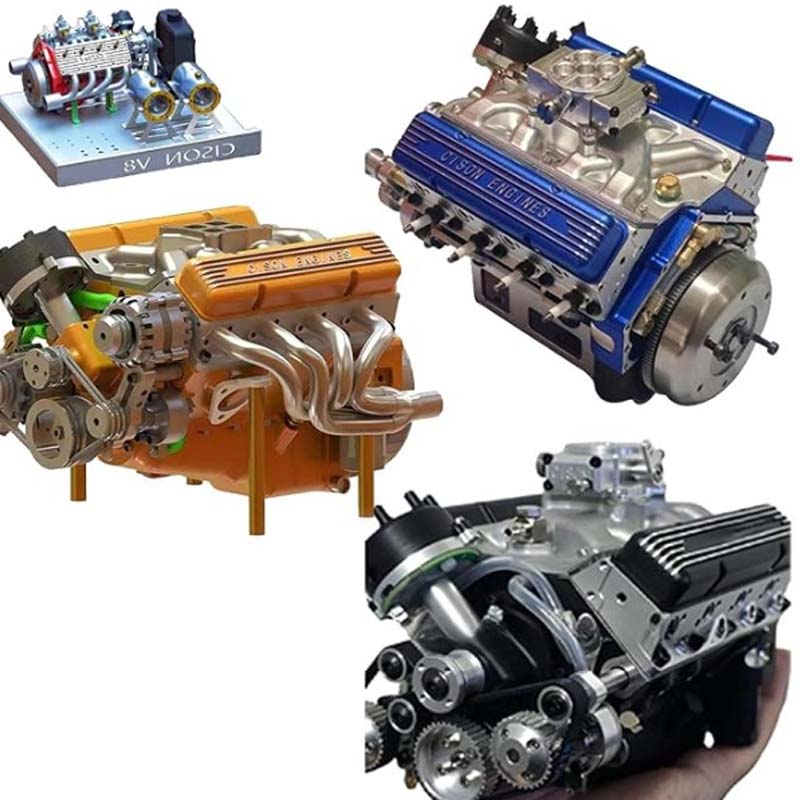 V8 Engine Assembly Kit with Functional Ignition System – Metal Components