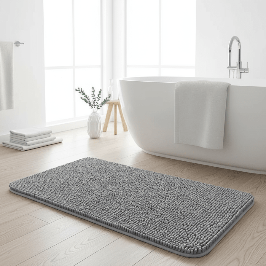 PlushGuard Non-Slip Chenille Bath Mat for Everyday Comfort
