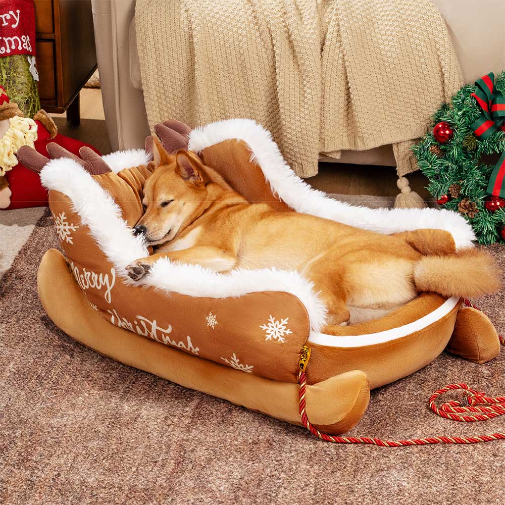 Festive Retreat Dog Bed with Cozy Velvet and Secure Base