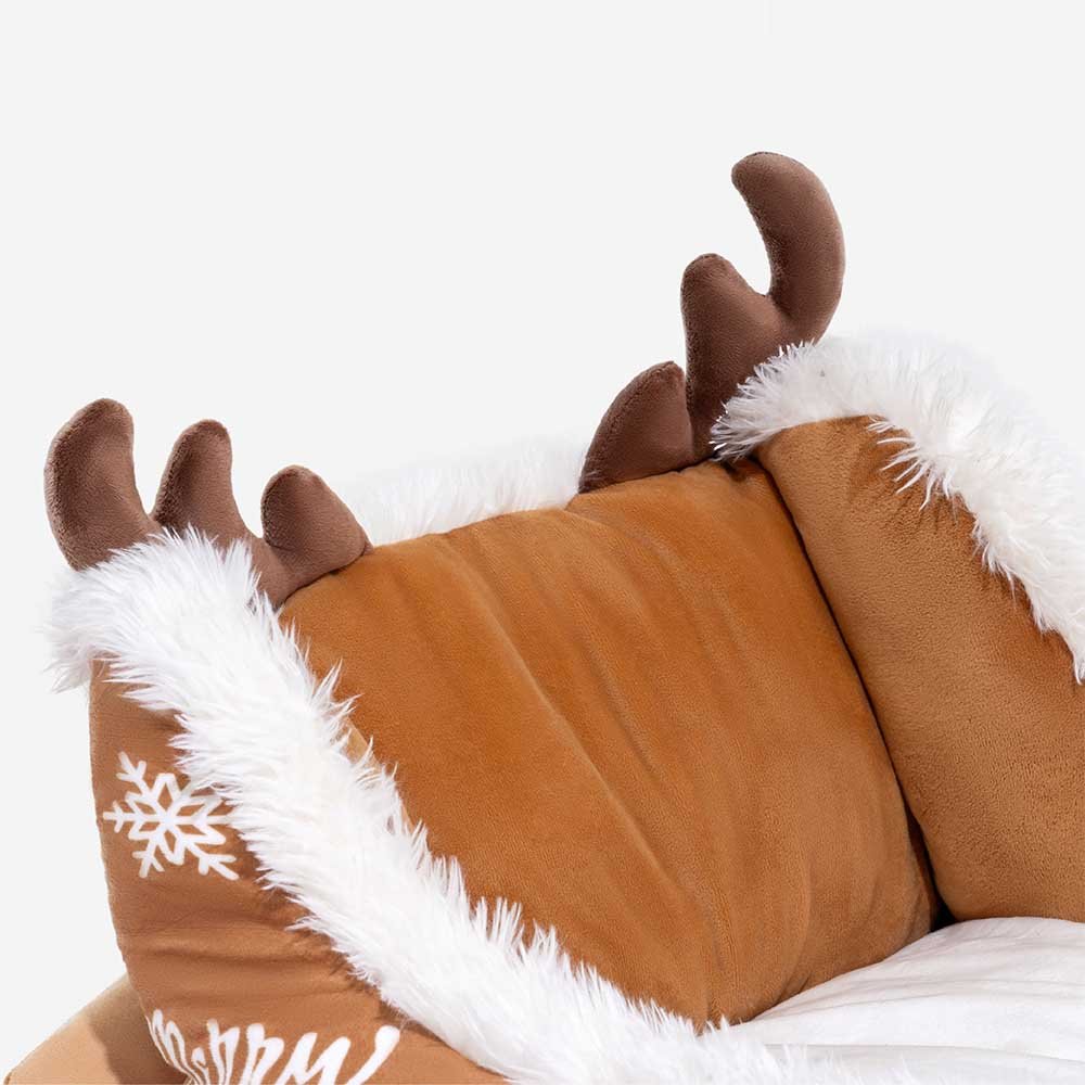 Festive Retreat Dog Bed with Cozy Velvet and Secure Base
