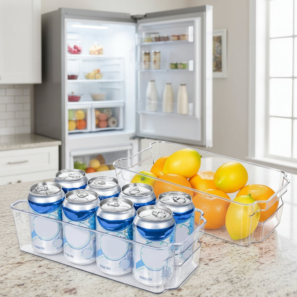 Transparent Kitchen Storage Bins - Set of 4 for Easy Organization