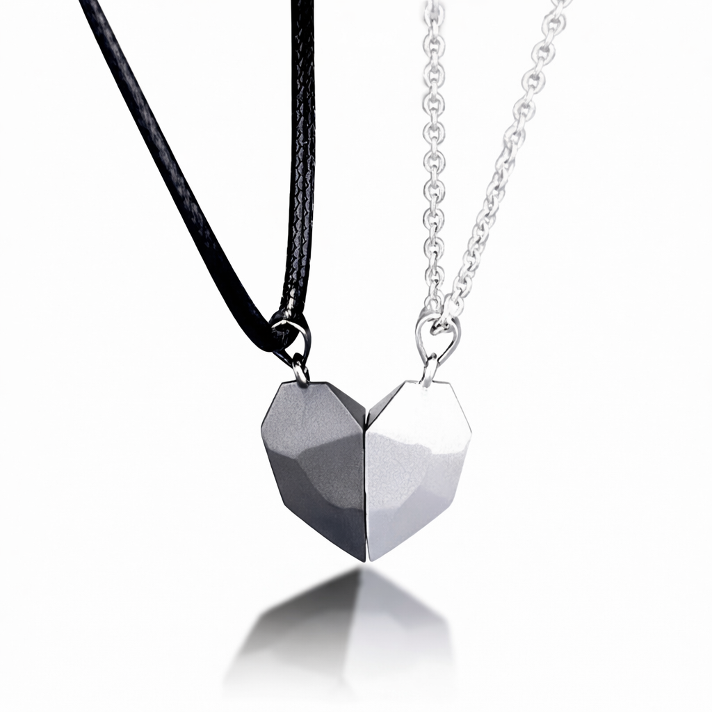 Magnetic Heart Pendant Necklace Set for Couples