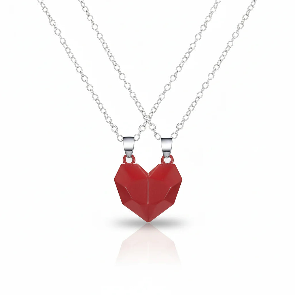 Magnetic Heart Pendant Necklace Set for Couples