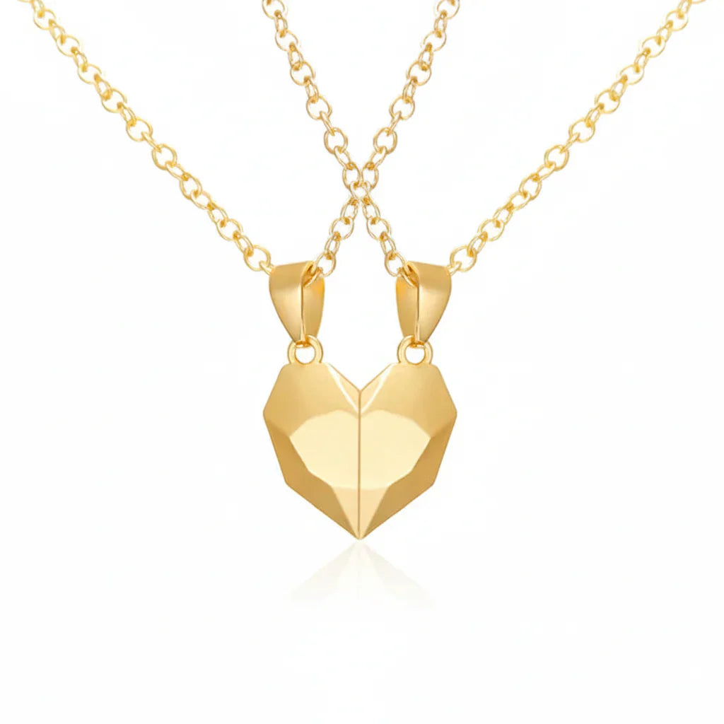 Connected Hearts: Magnetic Pendant Necklace Duo for Couples