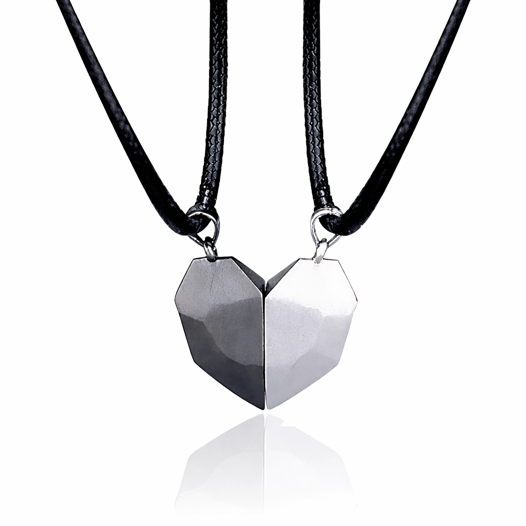 Magnetic Heart Pendant Necklace Set for Couples