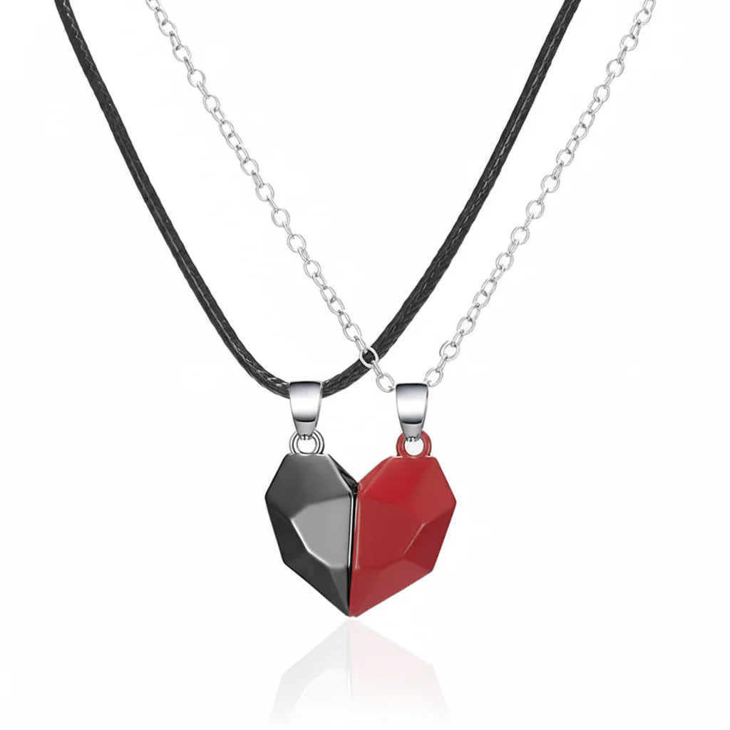 Magnetic Heart Pendant Necklace Set for Couples