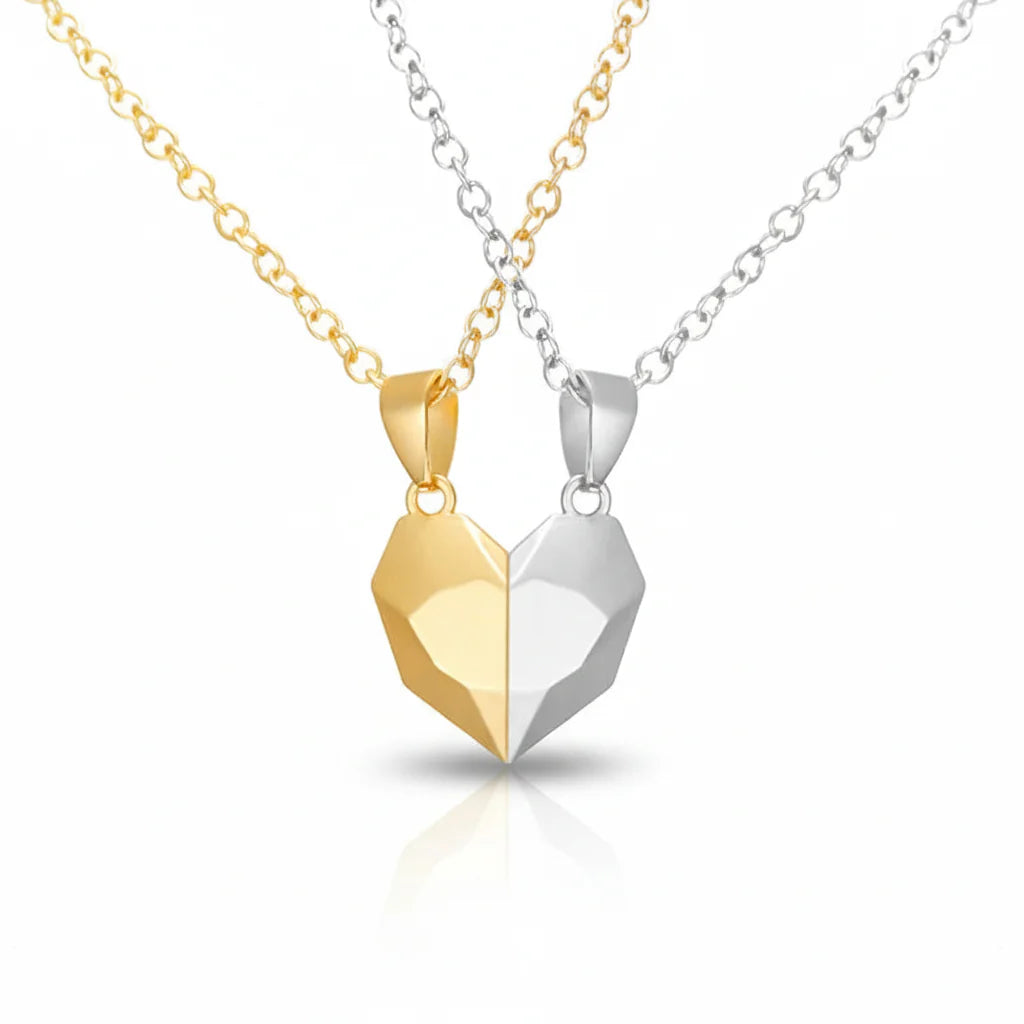 Magnetic Heart Pendant Necklace Set for Couples