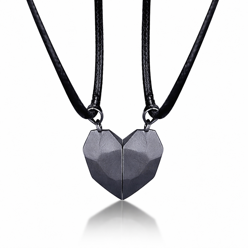 Connected Hearts: Magnetic Pendant Necklace Duo for Couples