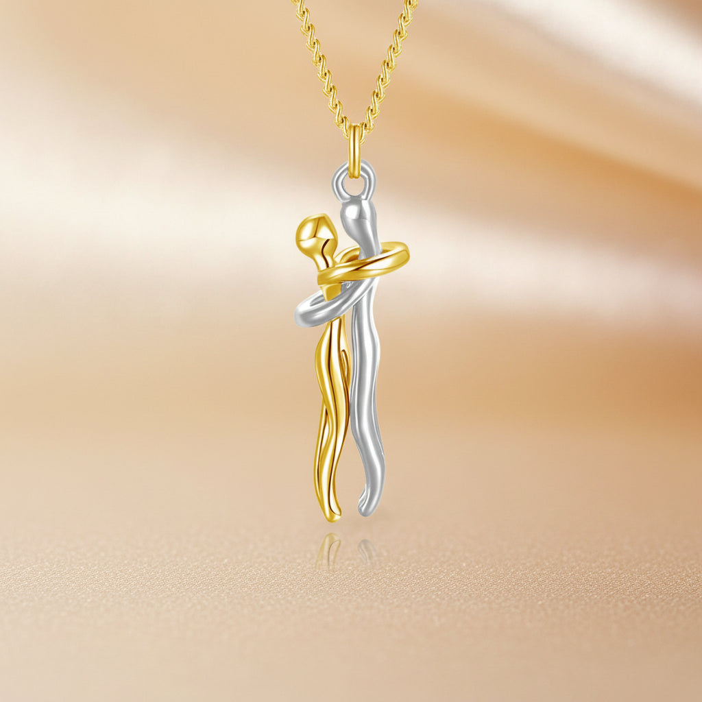 Elegant Heart Pendant Necklace for Couples in Silver and Gold