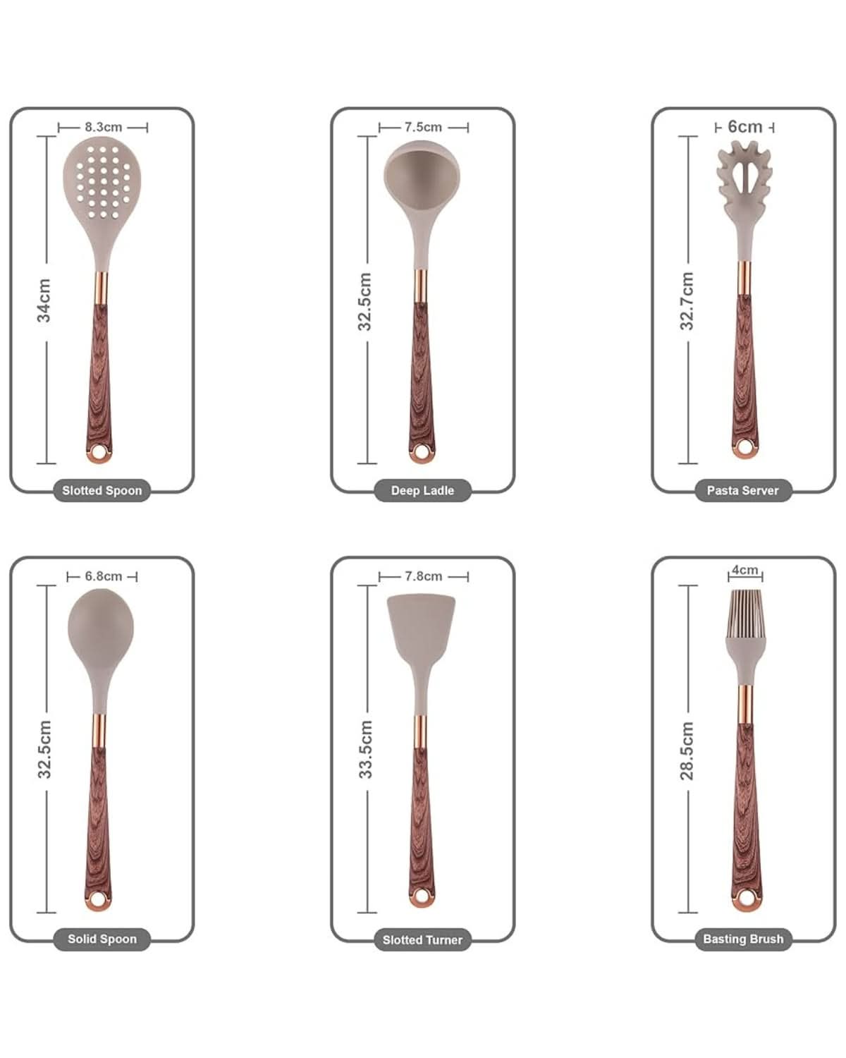 Sophisticated Silicone Kitchen Tool Set with Wooden Handles