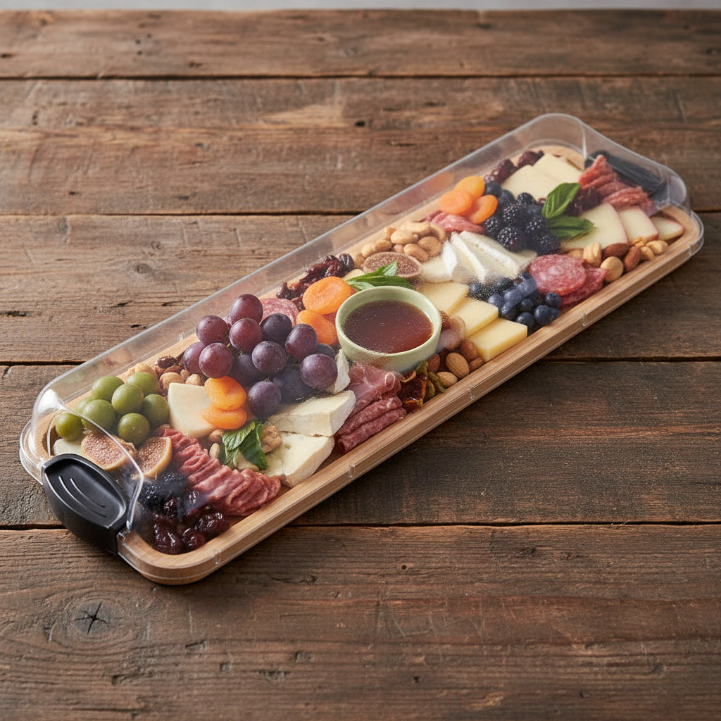 Versatile Bamboo Serving Board with Lockable Lid