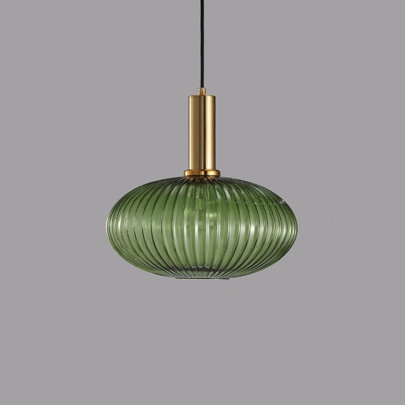 Taavita Minimalist Glass Lantern, Striped Single Flame Pendant Light