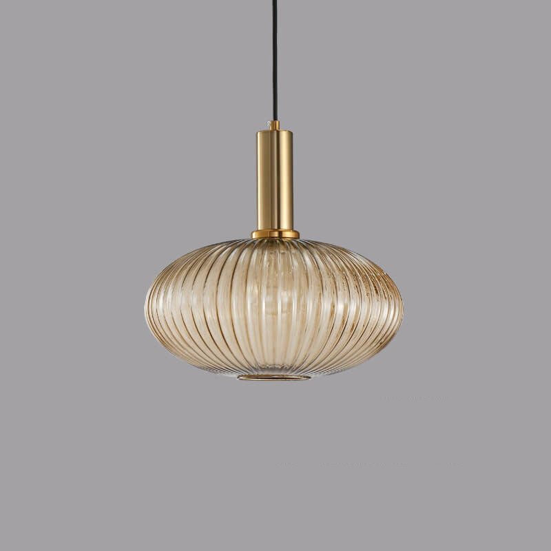 Taavita Minimalist Glass Lantern, Striped Single Flame Pendant Light