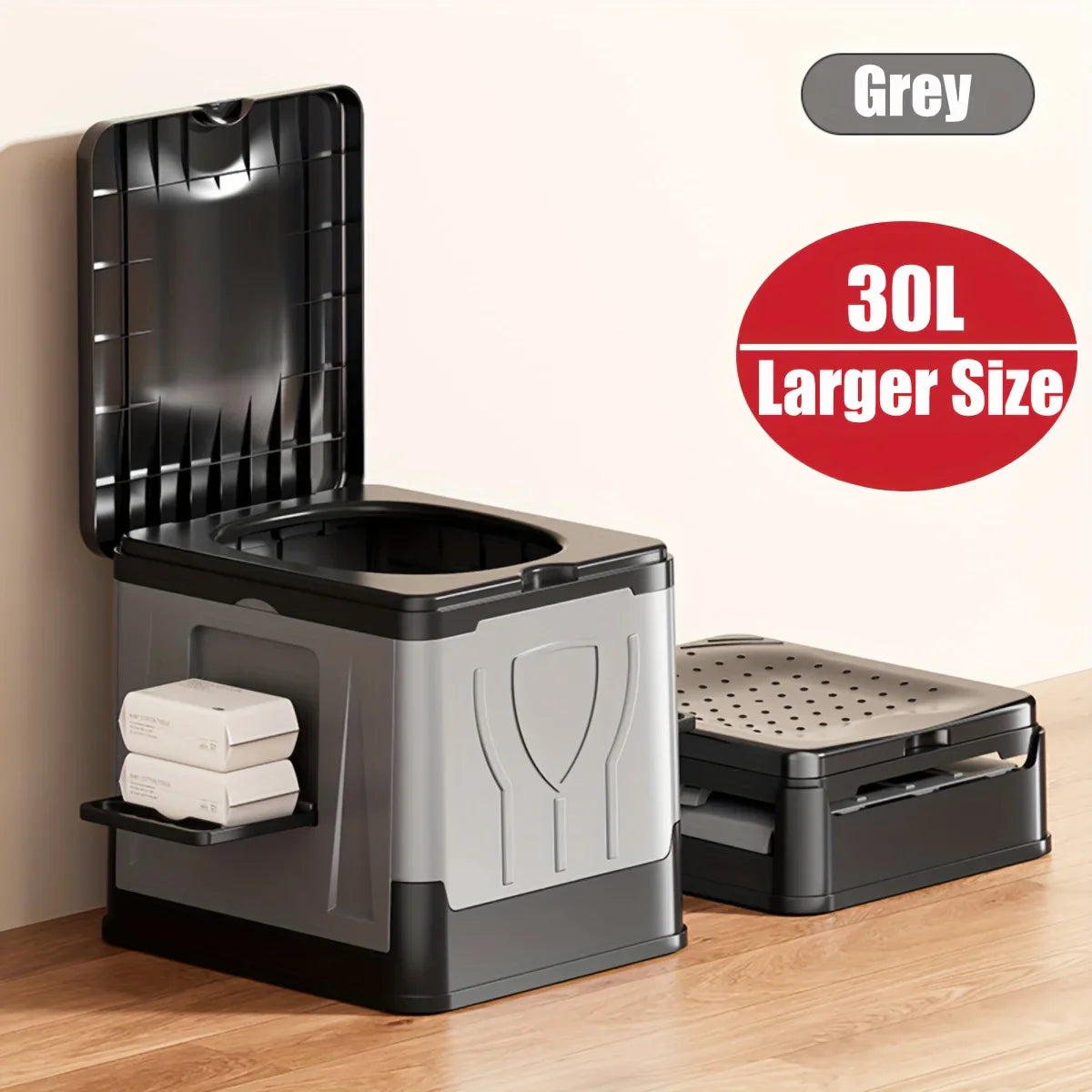 Extra Large Portable Camping Toilet with Lid and Collapsible Design