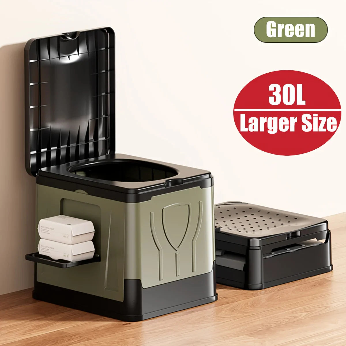 Extra Large Portable Camping Toilet with Lid and Collapsible Design