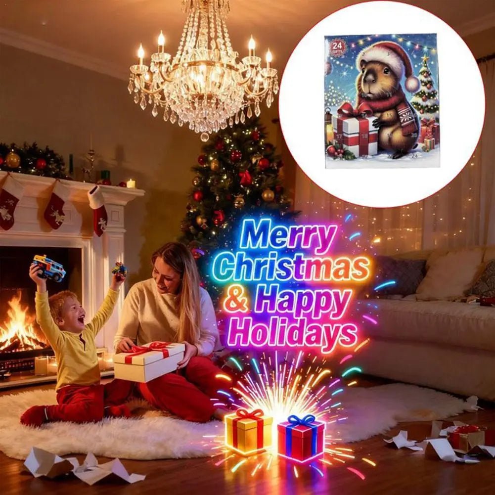 Cheerful Capybara Countdown Calendar for Kids' Holiday Joy