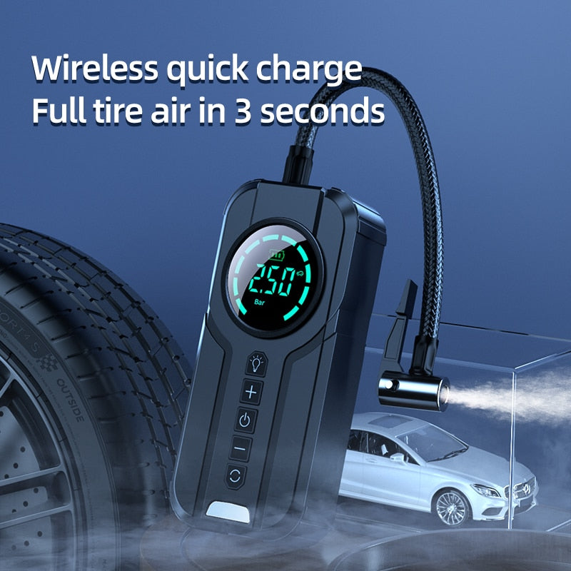 Smart Digital Tire Inflator with LED Light and Pressure Gauge for Cars