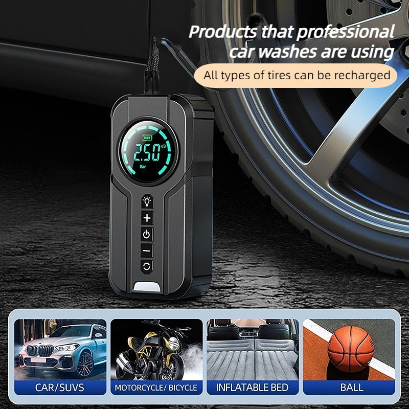 Smart Digital Tire Inflator with LED Light and Pressure Gauge for Cars