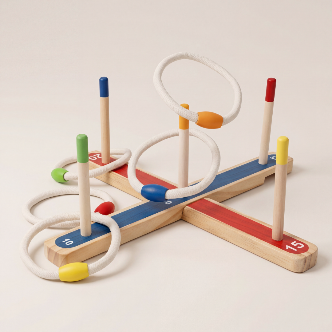 Colorful Wooden Ring Toss Game for Kids | Indoor & Outdoor Fun | Ages 3+