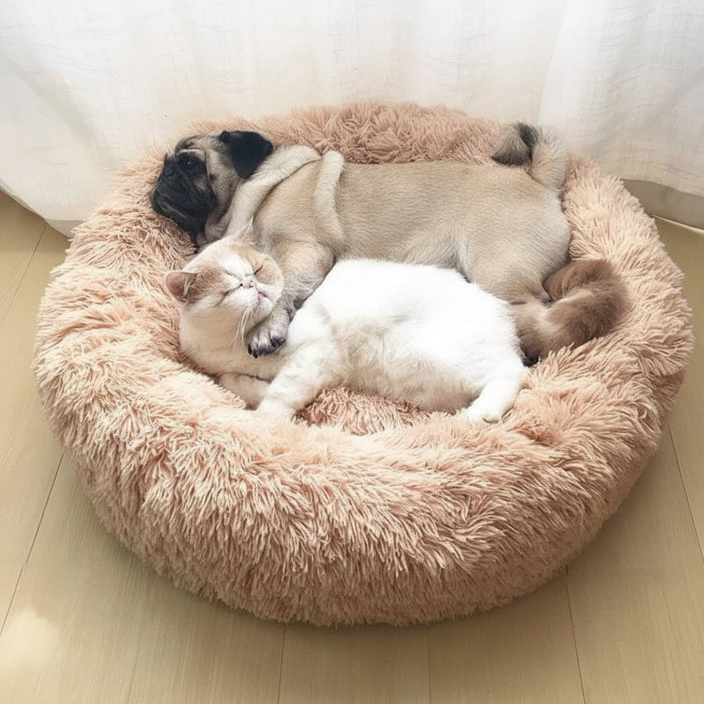 SnuggleSphere Cat Bed: Plush Round Sleeping Haven for Cats