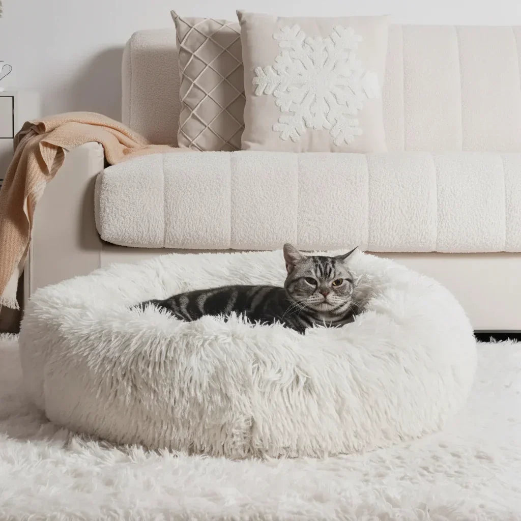 SnuggleSphere Cat Bed: Plush Round Sleeping Haven for Cats