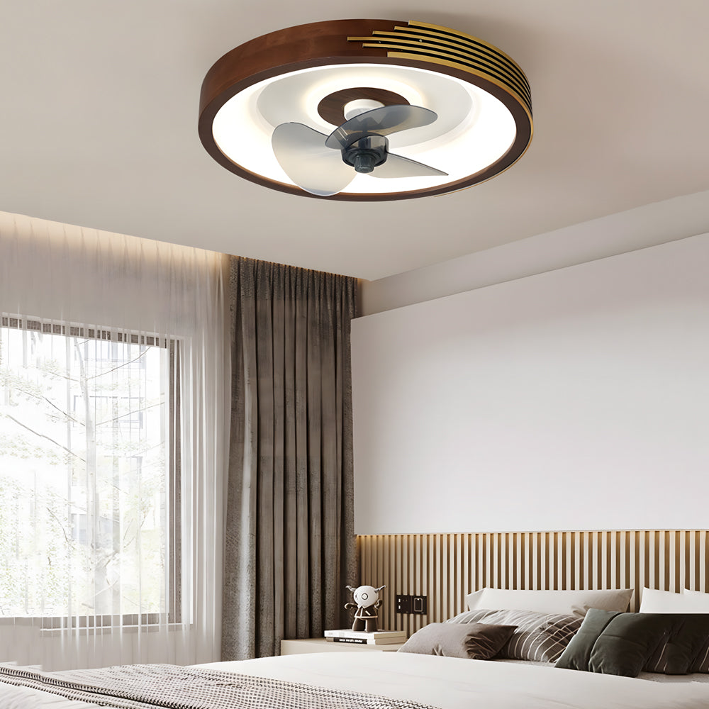 19.7-in Walnut 6-Speed Flush Mount Ceiling Fans With LED Light and Remote | Dazuma