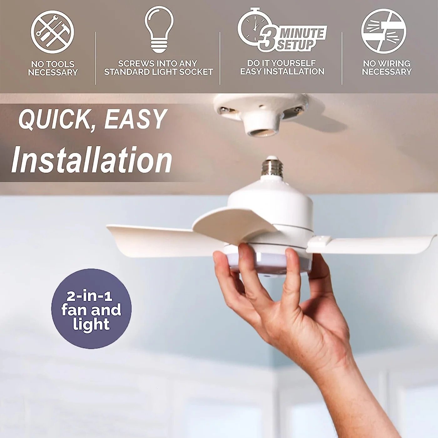 Remote-Controlled Lighted Ceiling Fan – Portable Fan and Light Combo