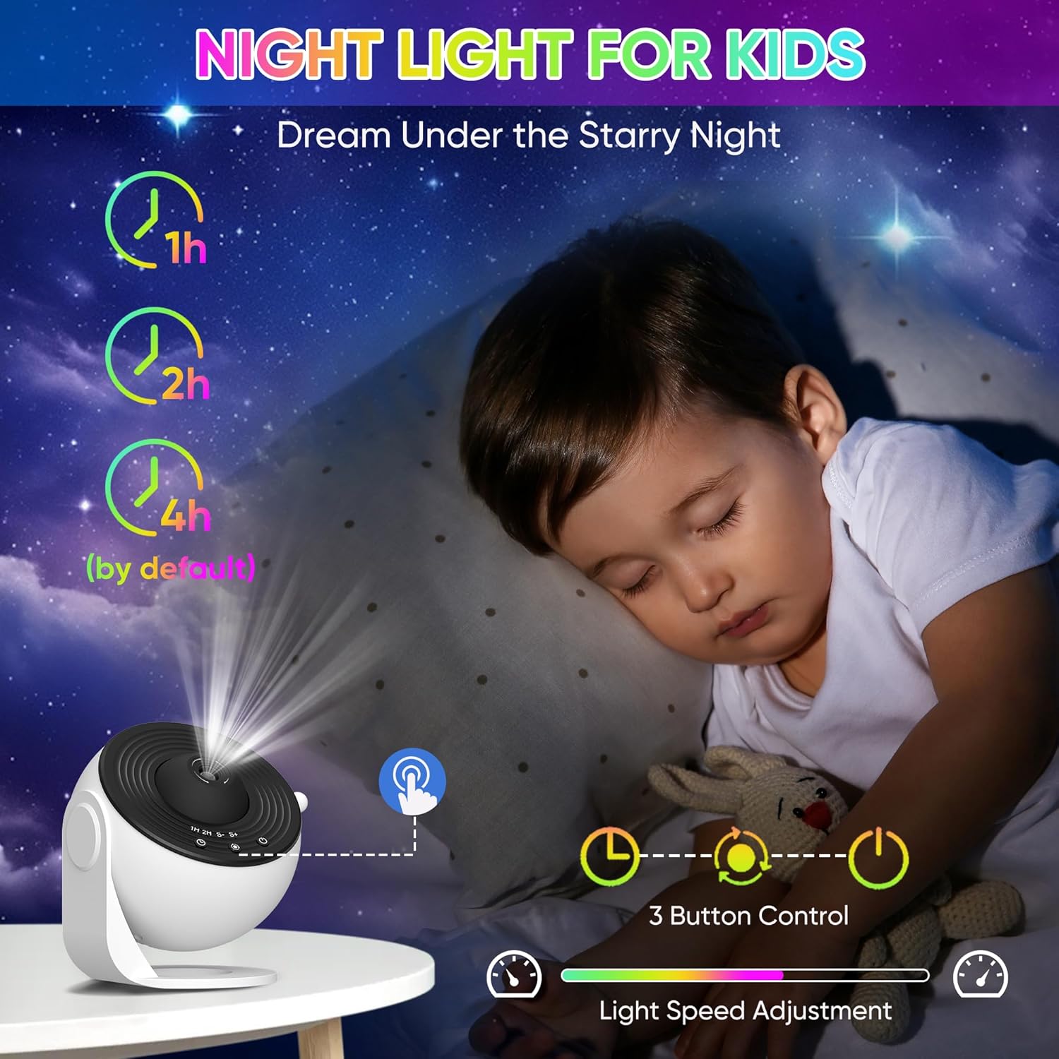 Galaxy Projector Night Light with 360° Rotation for Cosmic Ambiance