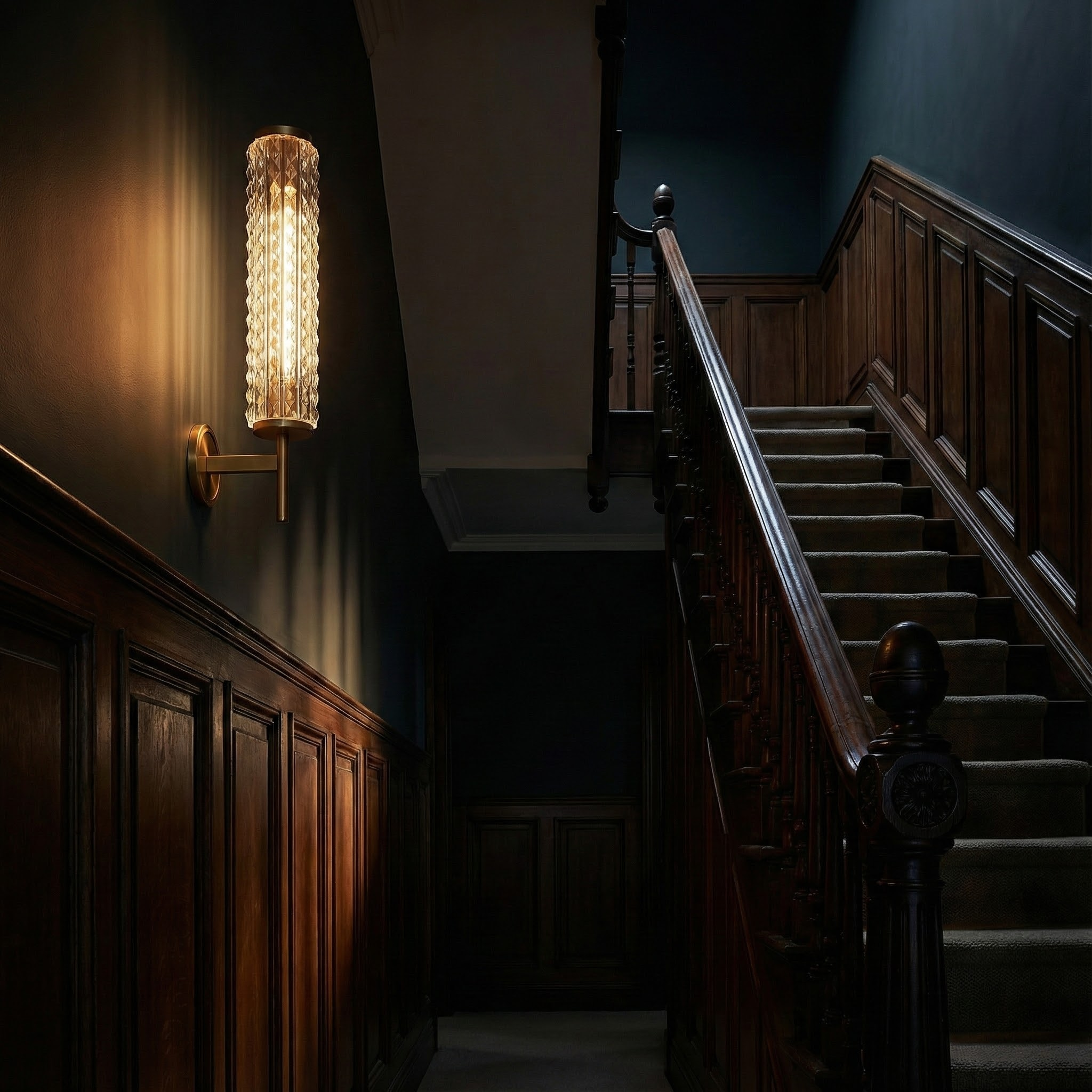 RadiantGlow Stylish Brass Wall Light with Glass Accent