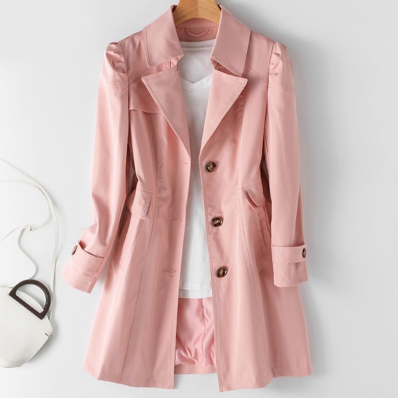 Women’s Trench Coat | Lightweight Polyester | Belted Waist & Buttoned Cuffs | Versatile Outerwear