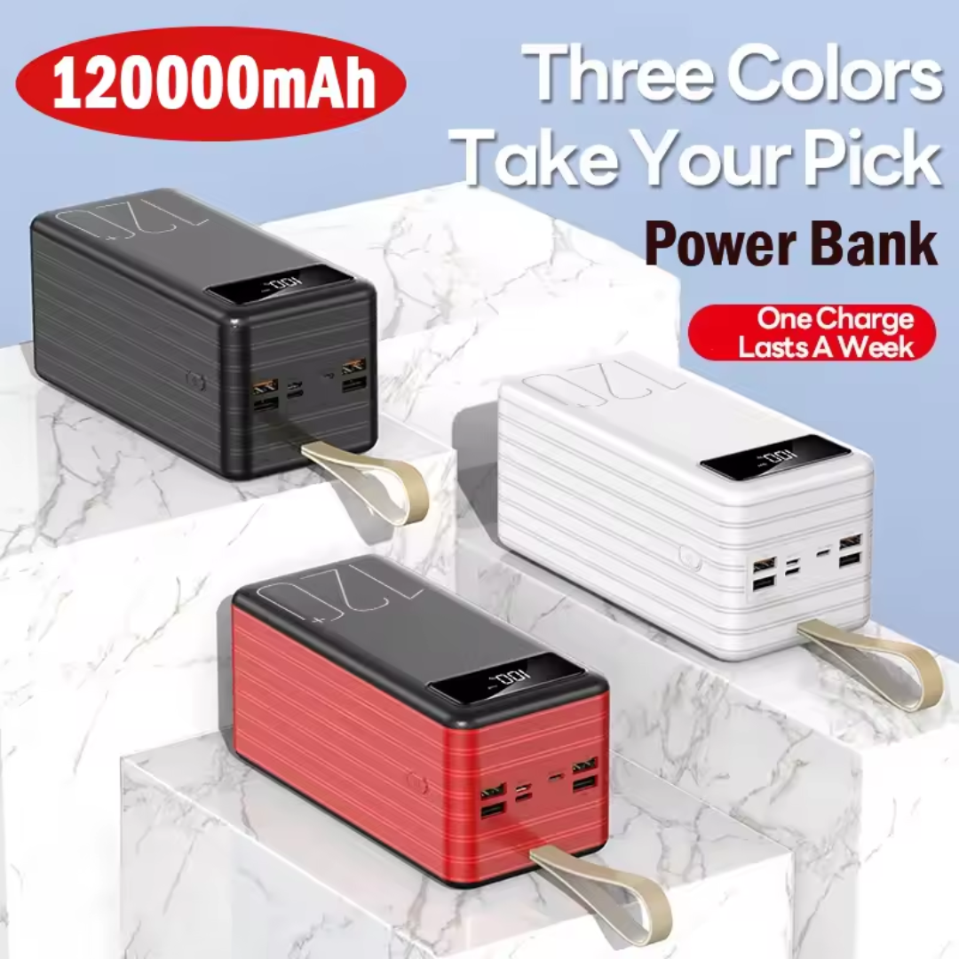 High-Capacity Portable Battery Pack - 120000mAh - 66W Quick Charge