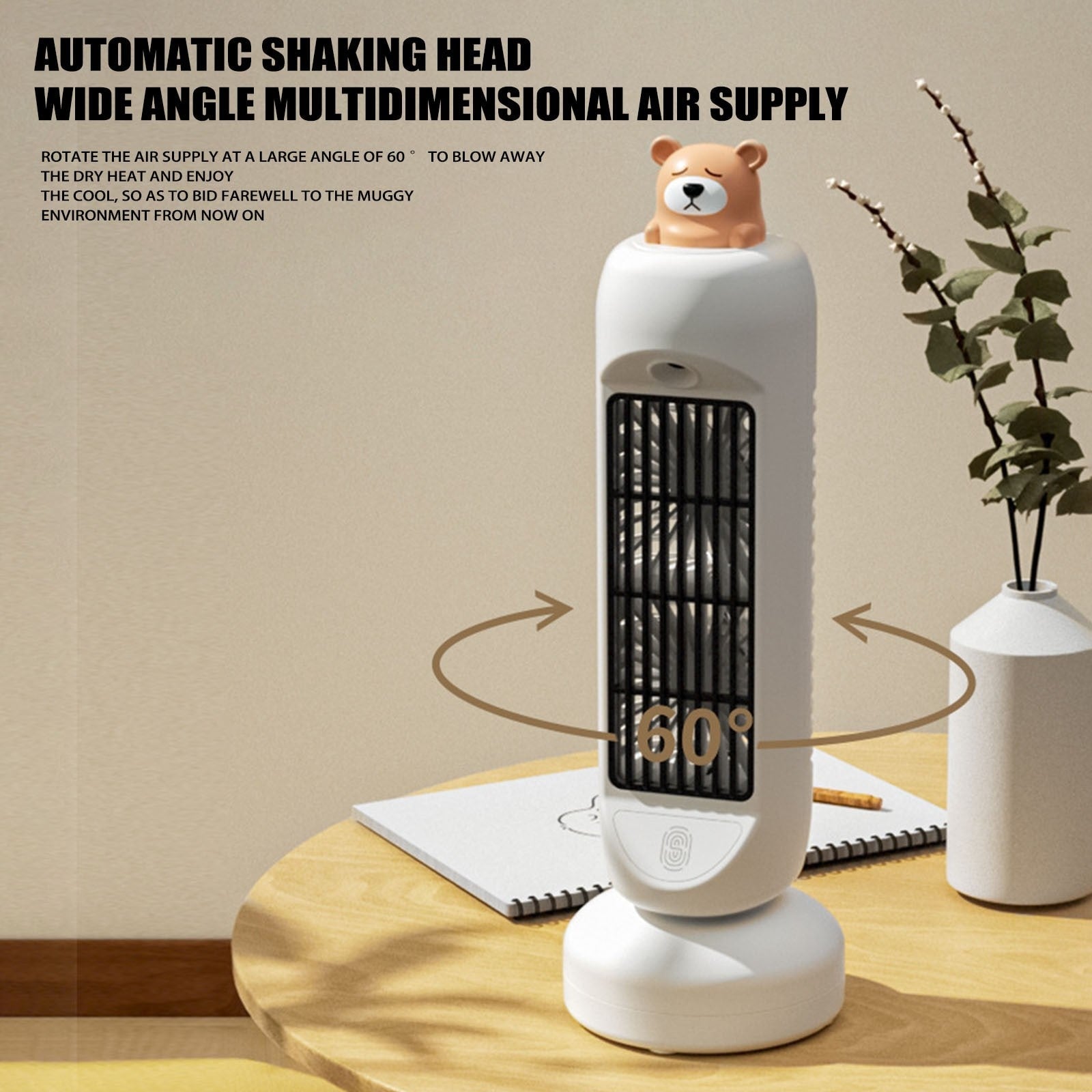Mini Bear Air Cooler and Humidifier Fan – 3-Speed Compact Design