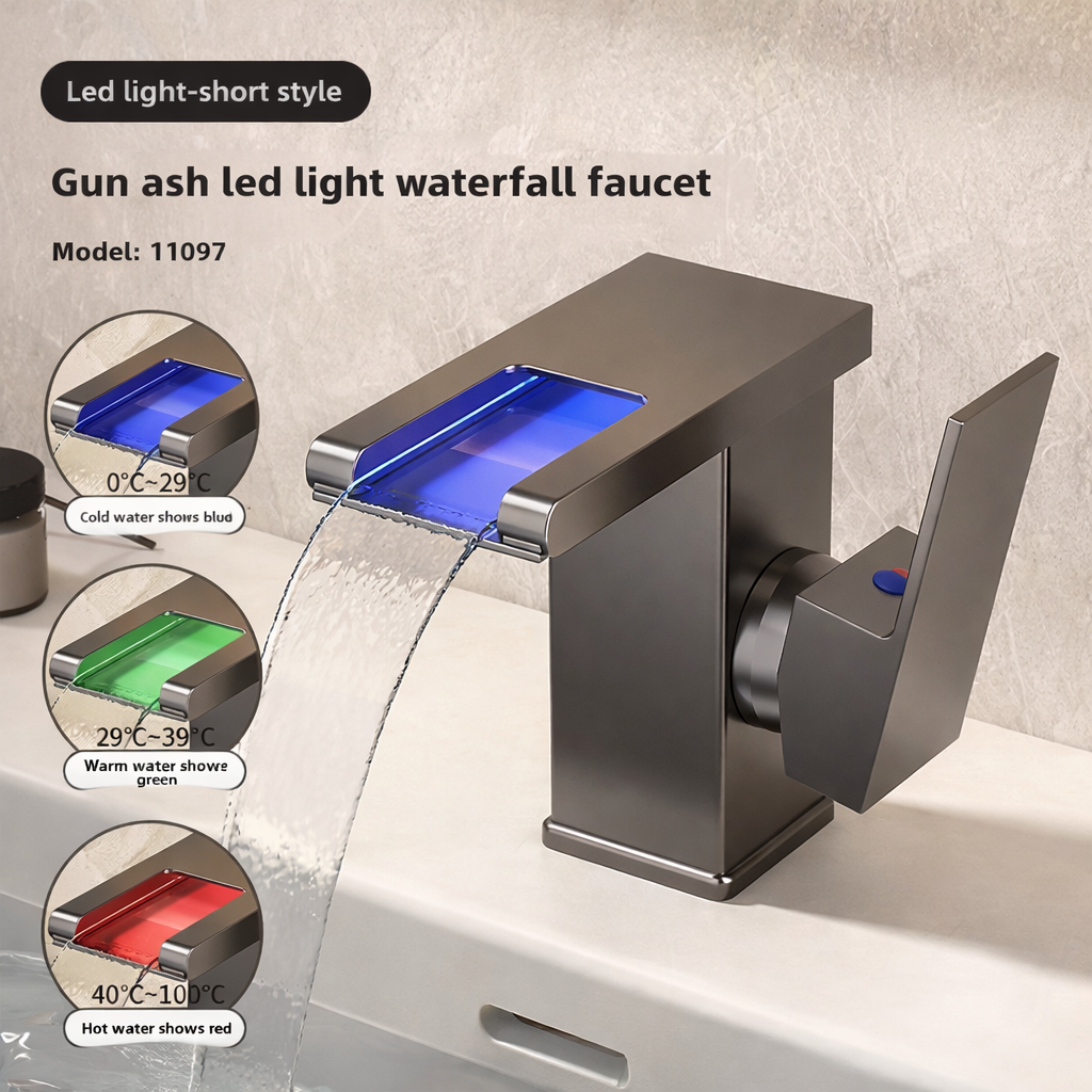 Stylish LED Faucet with Modern Brass Finish for Your Bathroom
