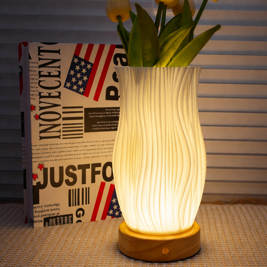 Stylish USB-Powered 3D Pleated Table Lamp with Dimming Feature