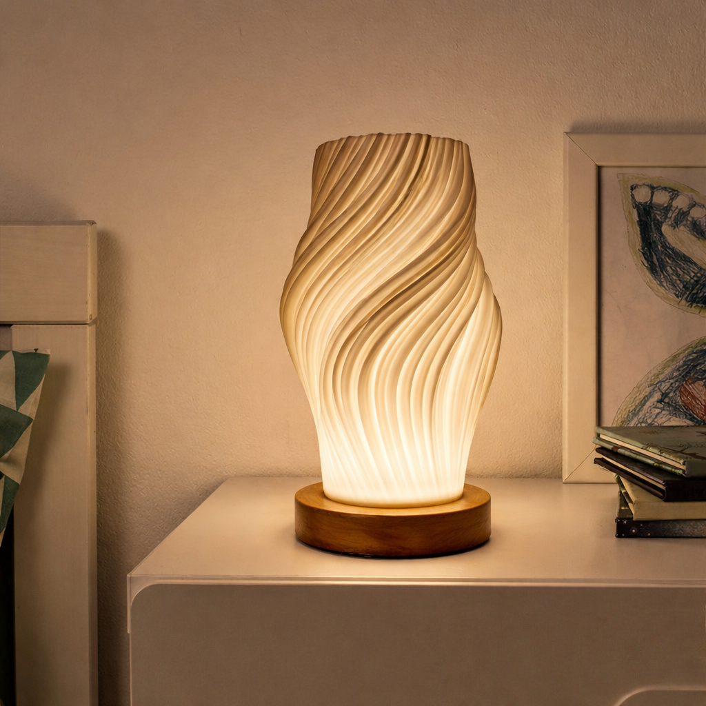 Stylish USB-Powered 3D Pleated Table Lamp with Dimming Feature