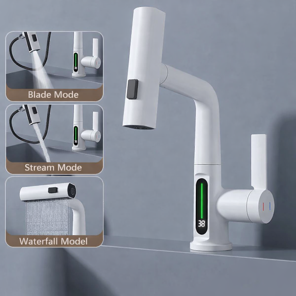 Versatile Kitchen Faucet with Digital Temperature Readout