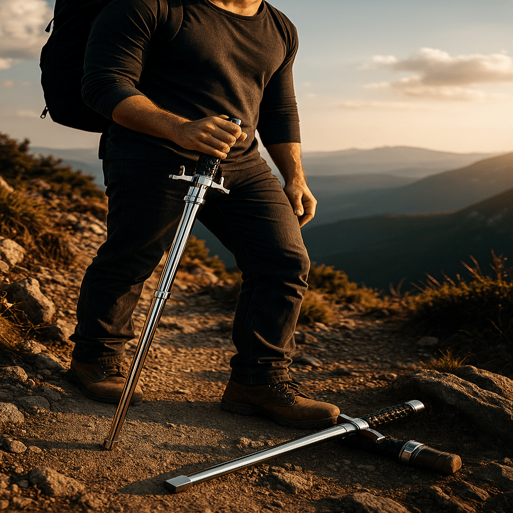 TrailBuddy Adjustable Walking Stick with Secure Grip and Safety Features
