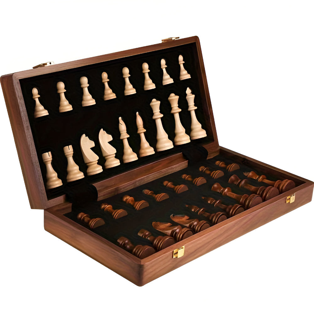 Classic Wooden Chess Set with Storage for Easy Play