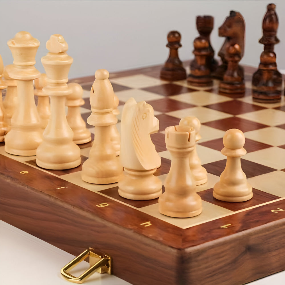 Classic Wooden Chess Set with Storage for Easy Play
