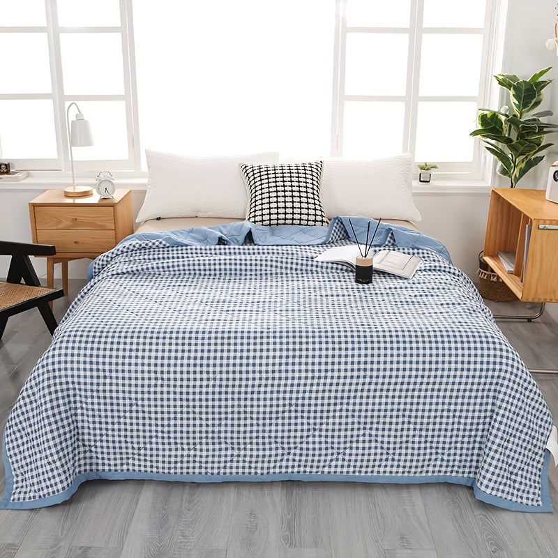 Lightweight Cooling Blanket in Chic Plaid | Breathable for Warm Nights