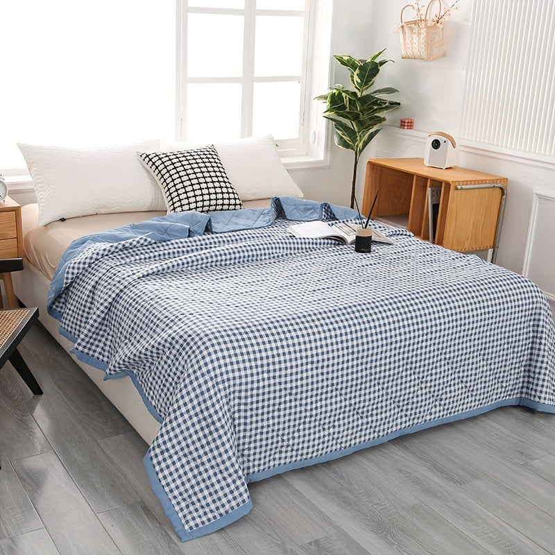 Lightweight Cooling Blanket in Chic Plaid | Breathable for Warm Nights