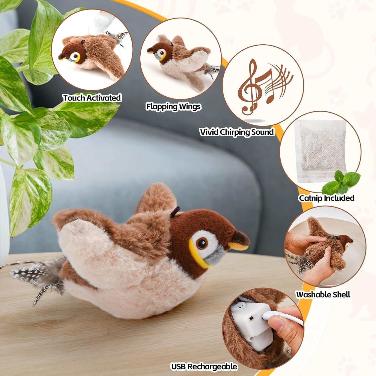 Interactive Cat Toy with Realistic Bird Sounds – Engaging Playtime